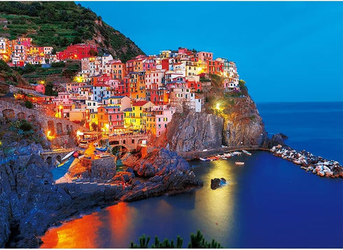 MaxRenard Coastal Landscape Jigsaw Puzzle, 1000 Pieces Night View of Manarola for Home Decoration Family Game