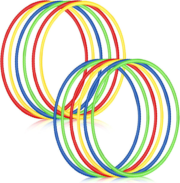 Sratte 12 Pcs Detachable Adjustable Toy Hoop for Kids, Colored Exercise Ring for Gymnastics and Dog Agility Equipment