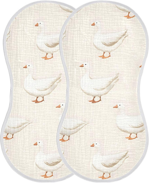 Set 1, White Geese Muslin Baby Burp Cloths of Super Soft & Absorbent Burping Rags, Cotton Burp Clothes Shower Gift