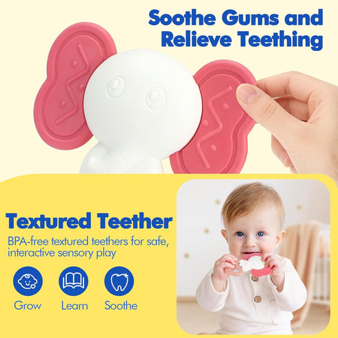 10 Tummy 0-6 URMYWO Pcs High Contrast Black and White Baby Toys for Newborn, Time Mirror, Rattle, Teether, Visual
