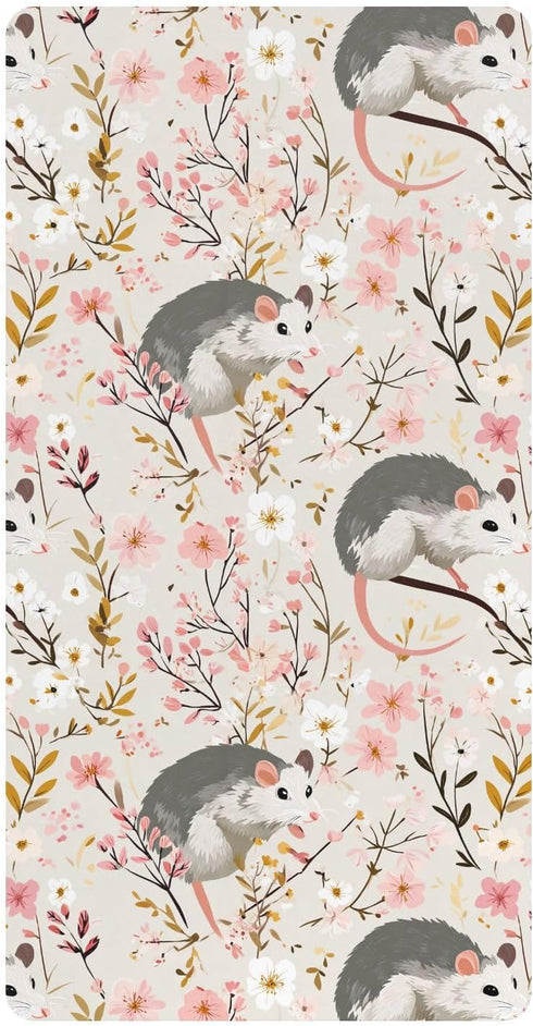 miaozhen Cotton Baby Crib Sheets Ultra Soft Cute Cartoon Garden Possum Spring Crib