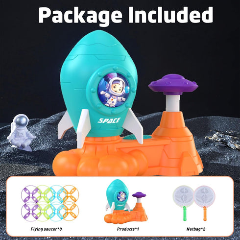 Outdoor Toys for Kids Ages 3-8, Flying Disc Rocket Launcher Toy for Outside Yard Activities, Birthday Gift for Toddlers