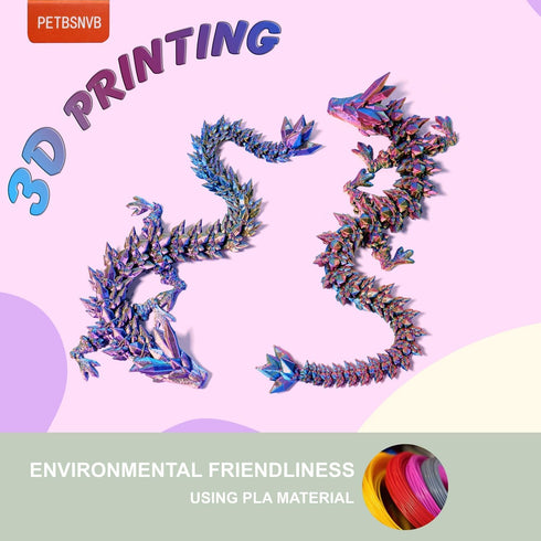 Three Color 12" 3D Printed Dragon, Articulated Crystal Dragon Fidget Toy, Home Office Decor Executive Desk Toy