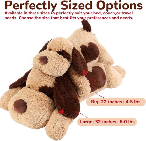 meowtastic Brown Dog Weighted Stuffed Animals - 22 Inch 4.5 lbs Plush Dog Pillow - Cute Gifts for Kids & Adults