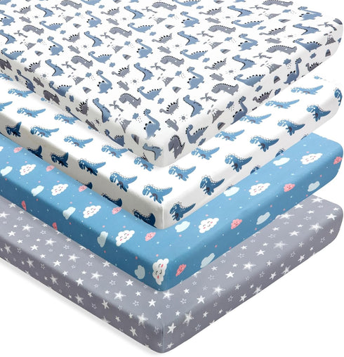 Jola's House 4 Pack Soft Baby Boy Sheets Dinosaur Star Cloud Soft Polyester Neutral