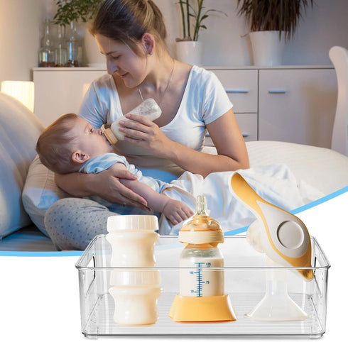 Baby Bottle Organizer Plastic Storage Center for Baby Bottles and Food Jars, Perfect for Kitchen Cabinet and Countertop