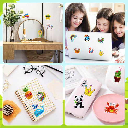 60pcs 5D 4-6 6-8 8-12 GWAHSA Diamond Art Stickers Arts and Crafts Creative Gem Art Paint by Number Kits for Kids Ages