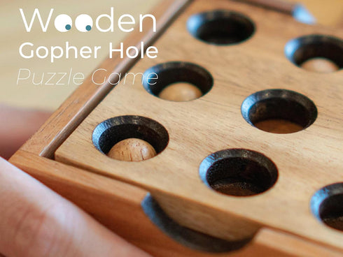 BSIRI Wooden Board Games Educational Sets - Classic Rustic Golf Game for Coffee Table or Home Decor (Gopher Holes)