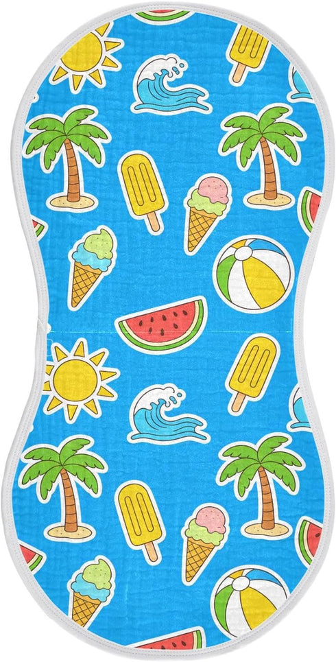 decor gift Cotton Burp Cloths Baby Soft and Absorbent? Summer Watermelon Palm Waves Baby