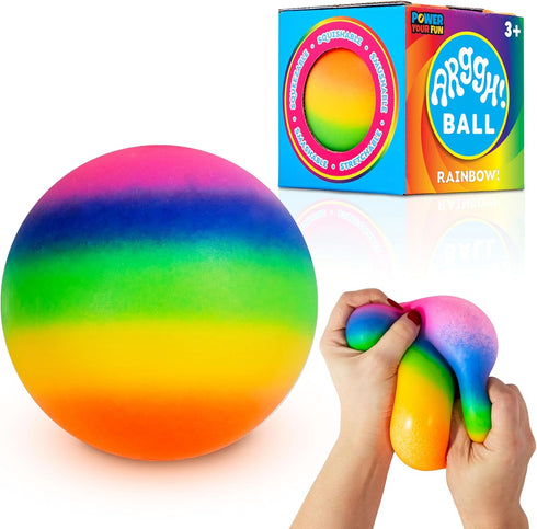 Power Your Fun Arggh Rainbow Giant Stress Balls for Adults, 3.75 Inch Large Stress Balls for Kids, Fidget Toy