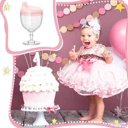 1 Irenare Pcs Baby Wine Sippy Cup Plastic Goblet Cup No Spill Wine Glass Baby Sippy Goblet Glass Beverage Mug Milk