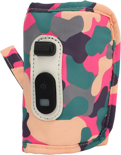 DAUZ 5.57 Cm Milk Warmer Bag, Baby Milk Heat Keeper LCD Display Portable for Travel for Bottle (Pink)