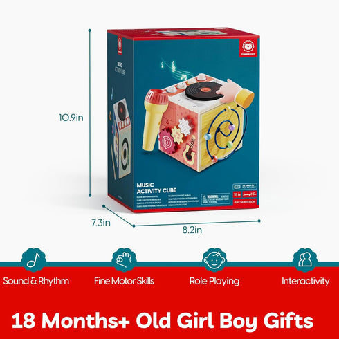 2 3 4 18 TOP BRIGHT Musical Activity Cube, Montessori Toys for Year Old Toddlers, Baby DJ Table with Songs, Baby