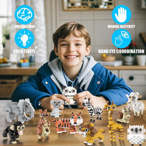 8-12, Sets,Goodie 12Pack 8 9 10 11 12 Party Favors for Kids Mini Animals Building Blocks Bags Stuffers for Kid, Small