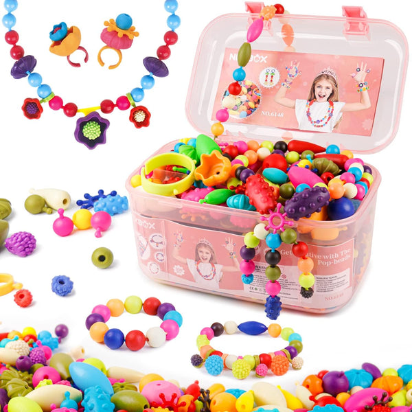 NEXBOX Girls Crafts Jewelry Making Kit for Toddlers - Pop Beads Toys Set for Kids Age 3-6, Birthday Gift Ideas