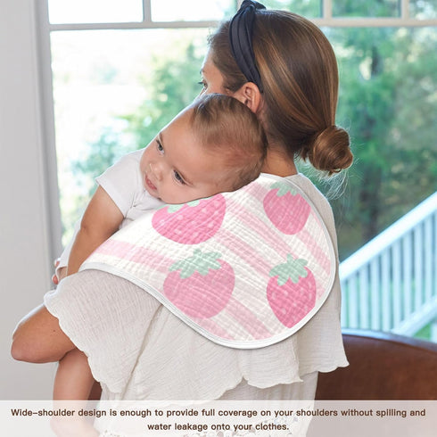 tplaotee 22x11in Cute Pink Strawberries Cotton Muslin Baby Burp Cloths Easy Care wash rag for Babies boy and Girl