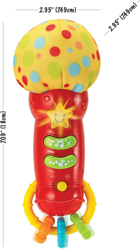 Baby Microphone Toy - My First Kids Microphone with Sounds and Teethers/Rattle for Toddlers 3-36 Months