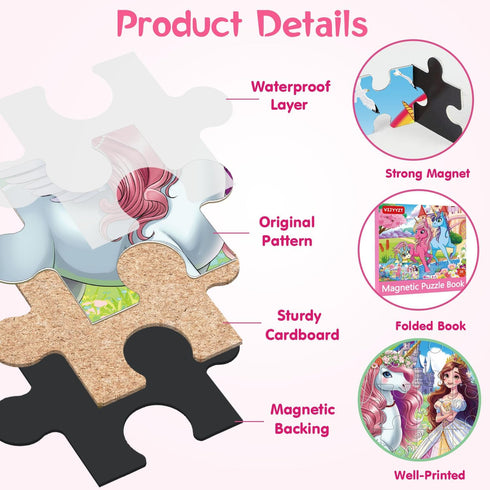 VIJYYZT 3-5 20 4-6, 3 4 5 Unicorn Mermaid Princess Magnetic Puzzles for Toddlers Girls, Pieces Travel Puzzles for Kids