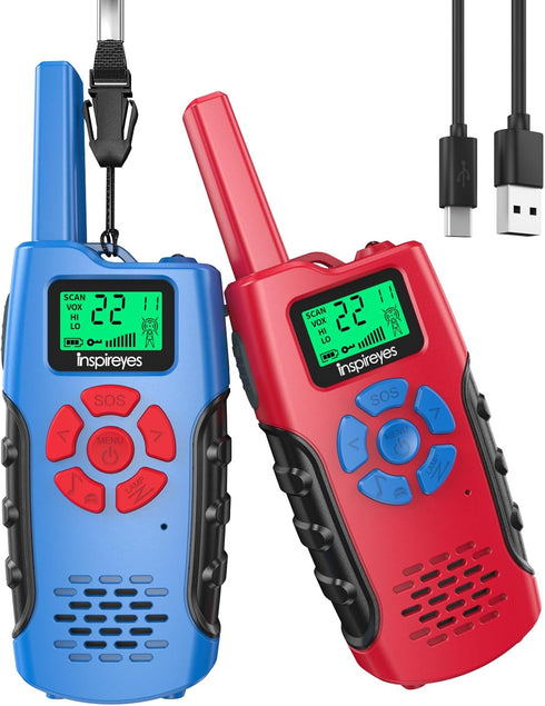 Inspireyes Walkie Talkies for Kids, Rechargeable Long Range 2 Pack, Kids Toys for