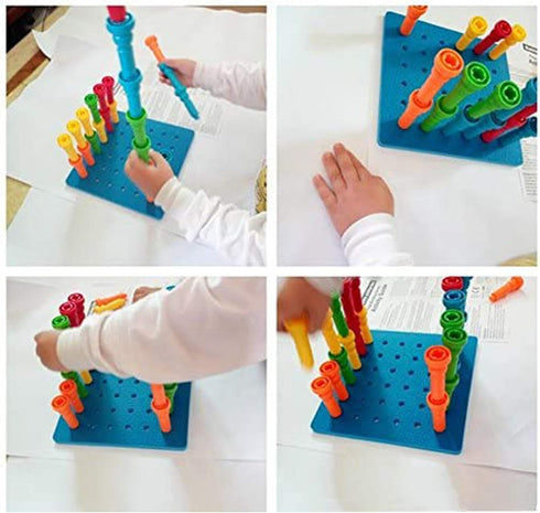 Set 3+ 25 8" Peg Board Toys-Montessori Occupational Therapy Fine Motor Skills Toy, Suitable for Toddlers