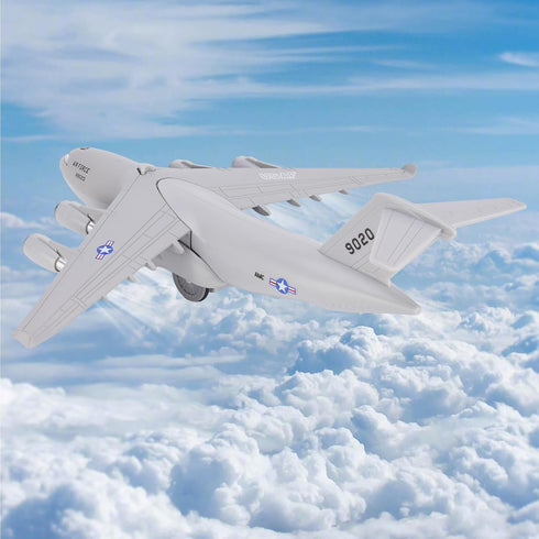 Air Force Diecast Plane Toy, Grey Metal Military Model Airplane with Lights & Sounds, Play Vehicle for Kids