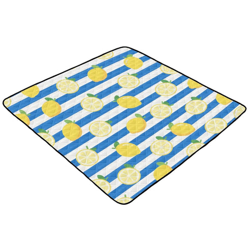 EtherSpher 1-Piecing foldablummy 50'' 50''alfombras Blue White Striped Fruit Lemon Large Non-Slip Thick Play mat