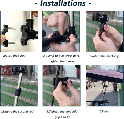 Sunshade Umbrella with Holder for Baby Stroller, Golf Cart, Bicycle - Fits 0.78"-1.2" Handlebar, Eccentric Shaft Design