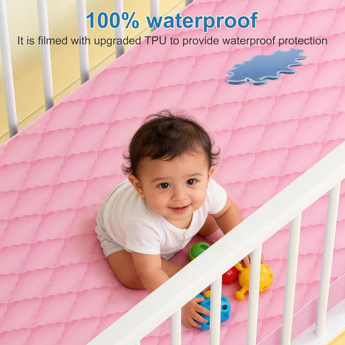 VOPHIA 2 Pack 24X38 24X38inch) Waterproof Mattress Protector Crib,Cotton Fitted Crib Sheets Crib Mattress Protector