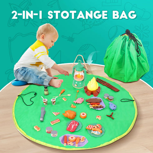 Set Playset 3-5 Camping Toys with Pop up Play Tent Indoor Outdoor Pretend Camping for Toddlers Kids Boys Girls Years