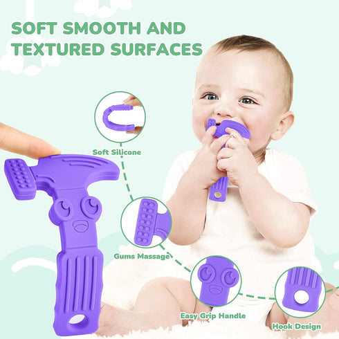 TYRY.HU Baby Teething Toys, BPA Free Silicone Baby Molar Teether Chew Toys, Hammer Wrench Spanner Pliers, 4 Packs