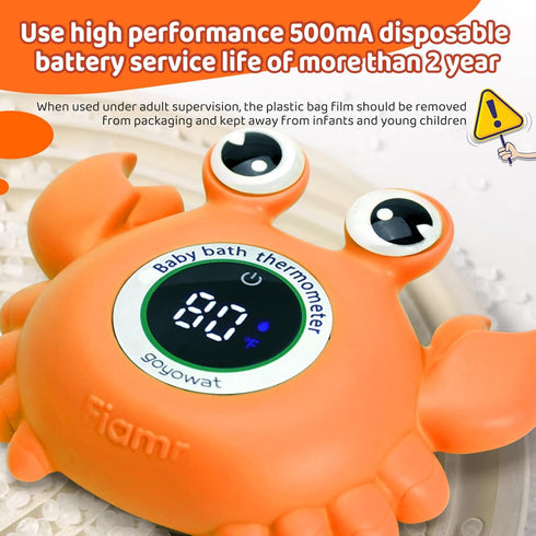 Baby Bath Thermometer, Newborn Swimming Safety Toy, Bathtub Water Thermometer with LED Display Warning