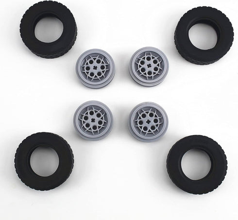 Technical Tires and Wheels Set, Compatible with Major Brand Building Block Brick Toy Accessories, Tyres Dia 62x20 (4pcs)