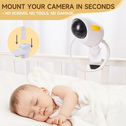 J. JOHNEST 360 J JOHNEST Universal Baby Monitor Mount Flexible Silicone Arm for Crib, Non-Toxic Material, No Clamp