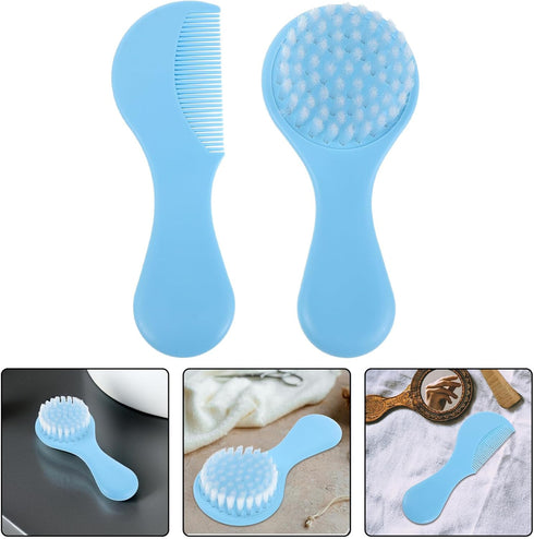Set Newborn Hairbrush and Comb for Babies Boys, Soft Bristles Cradle Cap Brush with Fine Tooth Comb, Grooming Tool