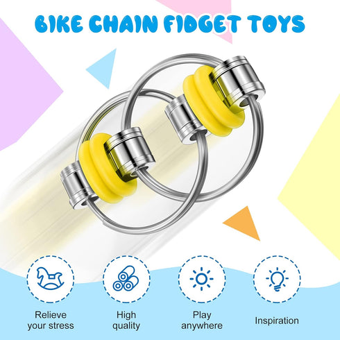 10 Skylety Pcs Bike Fidget Chain Flippy Bulk Mini Chain Key Ring for ADHD Stress Relief Flippy Key for Adults