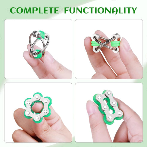 8 ZQFTZQ Pcs Hand Fidget Toys for Adults Roller Bike Chain Figette Spinners Flippy Chain Mesh Marble and Spiky Sensory