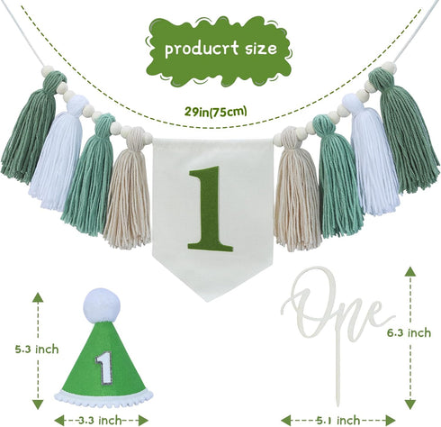 Lymxbchg 1st High Chair Banner First Birthday Decorations for Boy, Wood Bead Tassel Garland Banner for Baby Party