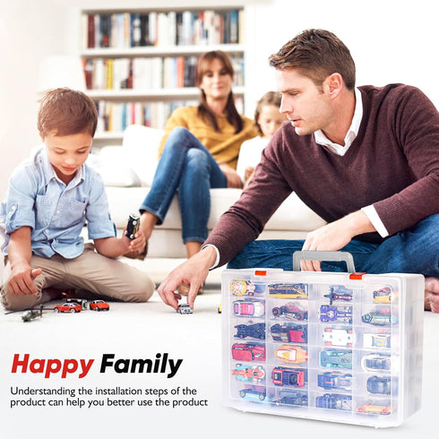 Toy Organizer with 72 Compartments, Storage Box Compatible with Hot Wheels, Matchbox Cars, Mini Toys, Dolls, Display