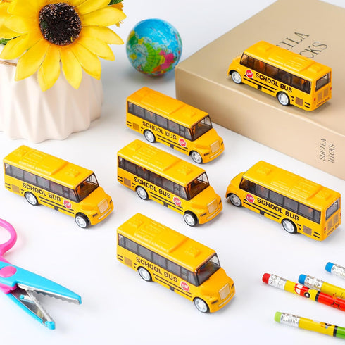 12 Pcs School Bus Toy, Back to School Pull Back Bright Yellow Bus for Girls and Boys Classroom Gift