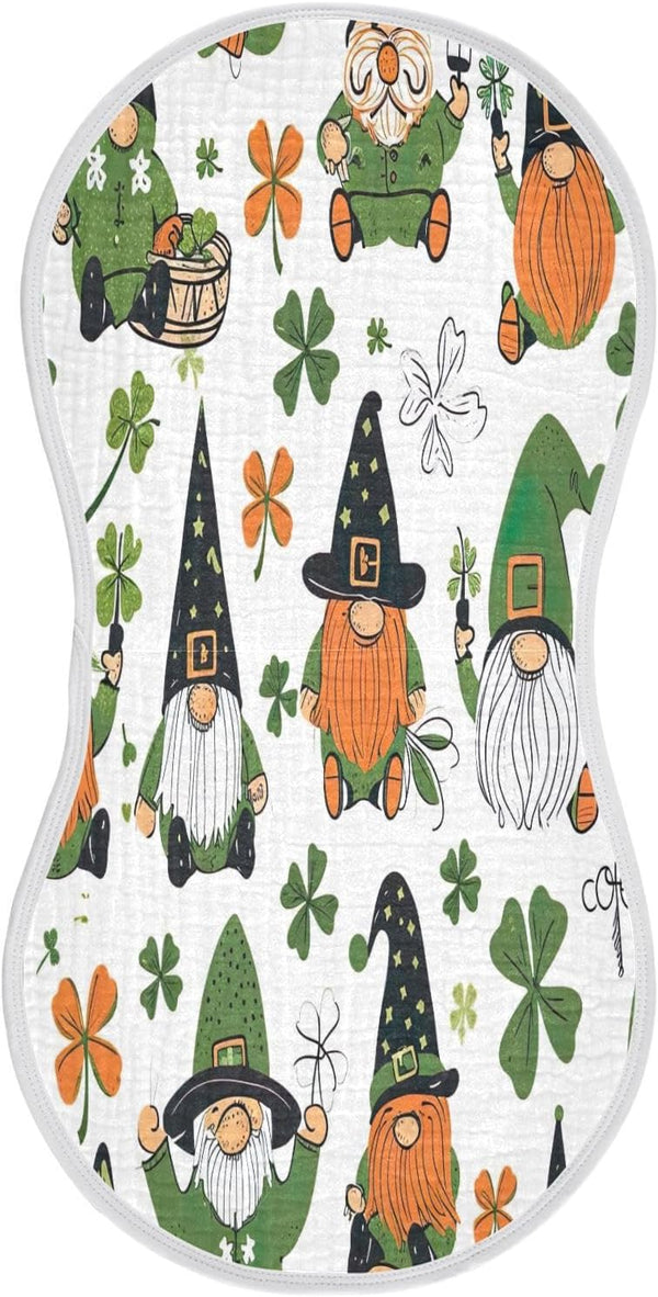 YETTASBIN St. Patrick's Day Gnome Muslin Baby Burp Cloth, Super Soft Absorbent Cotton