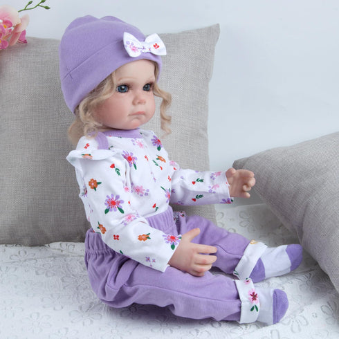 Reborn Baby Doll Clothes, 4 Pieces, 20-22 Inch Purple Clothing Sets for Newborn Baby Dolls