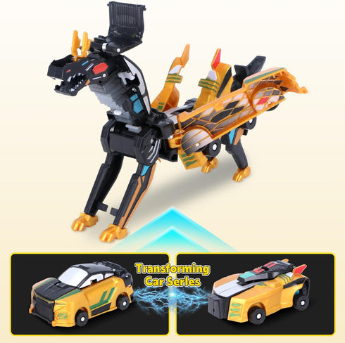 Hjhyqex 2-in-1 Transformation Dinosaur Car Toy - Magnetic Collision Robot Cars for Kids | Exciting Transforming Play