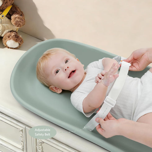 Baby Changing Pad Waterproof in EVA Foam, Baby Changing Mat Wipeable Baby Changing Table Pad, Adjustable Safety Belt