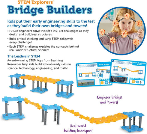 Learning Resources STEM Explorers Bridge Builders - Building Science Toys, Fine Motor Skills, Toddler Explorer Kit