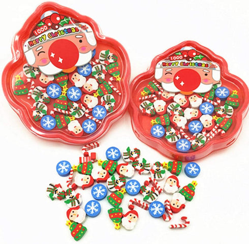 HYSTYLE Christmas Erasers, Holiday Eraser Set, 120+ Pcs, Kids Gift, Party Prizes Favors