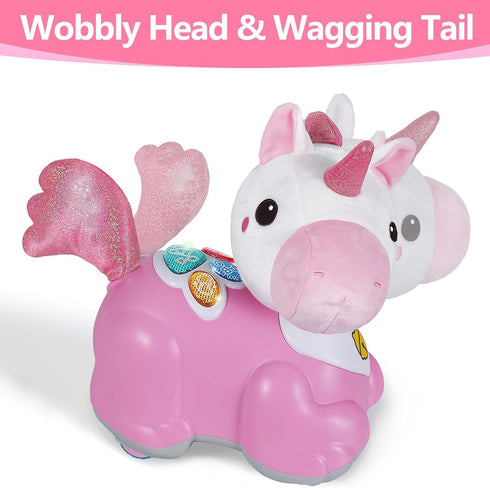 6-9 9-12 12-18 Tummy 0-2, 1 1st iPlay, iLearn Unicorn Baby Musical Toy, Infant Crawling Toys for Month, Baby Time