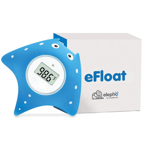 Elepho eFloat Digital Baby Thermometer - Waterproof Device for Bathtub, Monitors Water & Room Temperature (Blue)