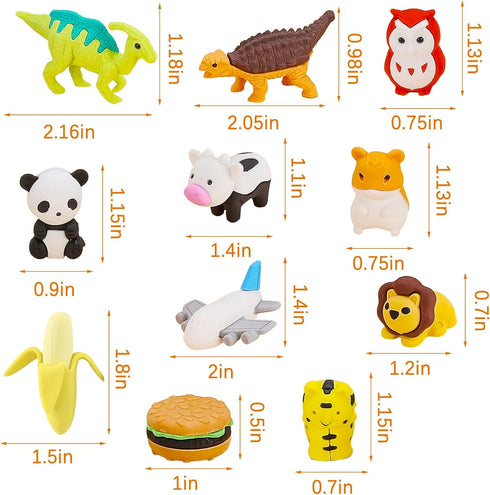 150Pcs Animal Erasers Desk Pets for Kids, Cute Puzzle Pencil Erasers for Classroom Rewards and Party Favors