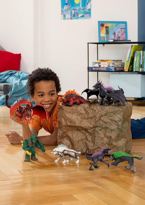 5PC Set Playset 7+ 72179 Schleich Eldrador Creatures - Fantasy Creature - Ice Wolf, Lava Hound, Rock Beast and Sword