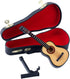 Wooden Miniature Guitar with Stand and Case, Collectible Figurines Dollhouse Accessories Model Home Decoration